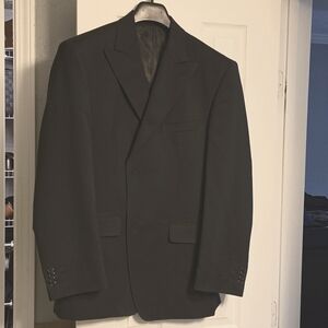 Black and white striped suit jacket.
